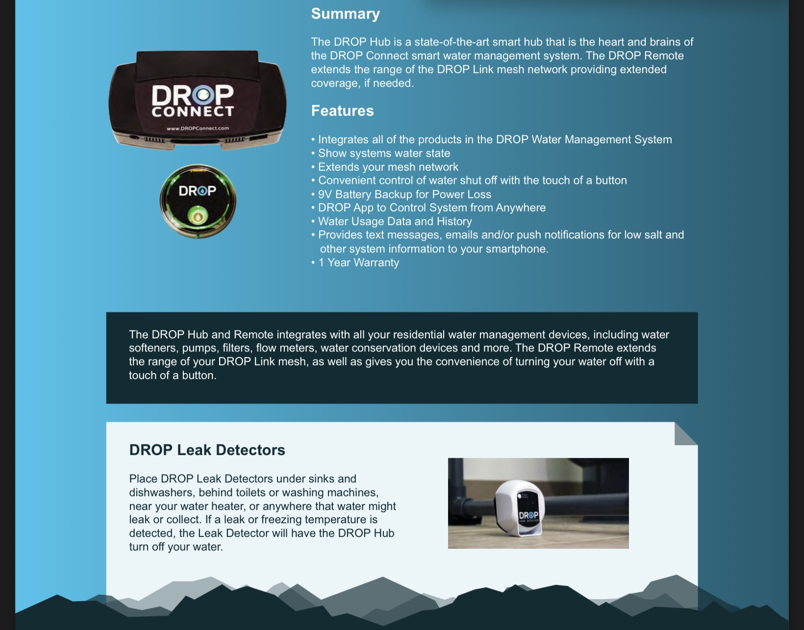 DROP Hub & Remote product and supplied feature information