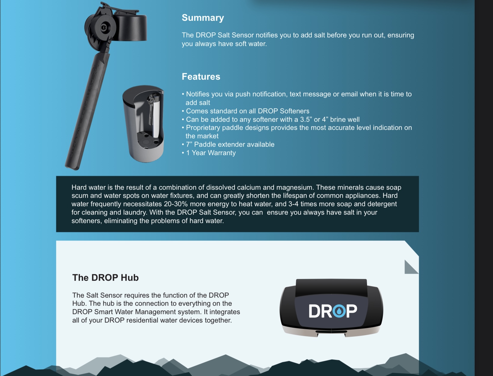 DROP Salt Sensor product and supplied feature information