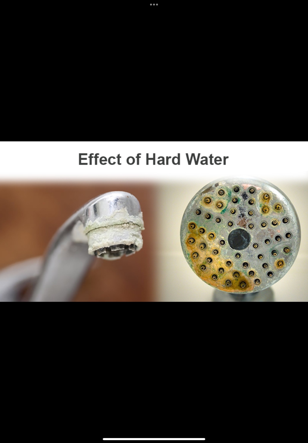 Mineral buildup on a faucet and showerhead