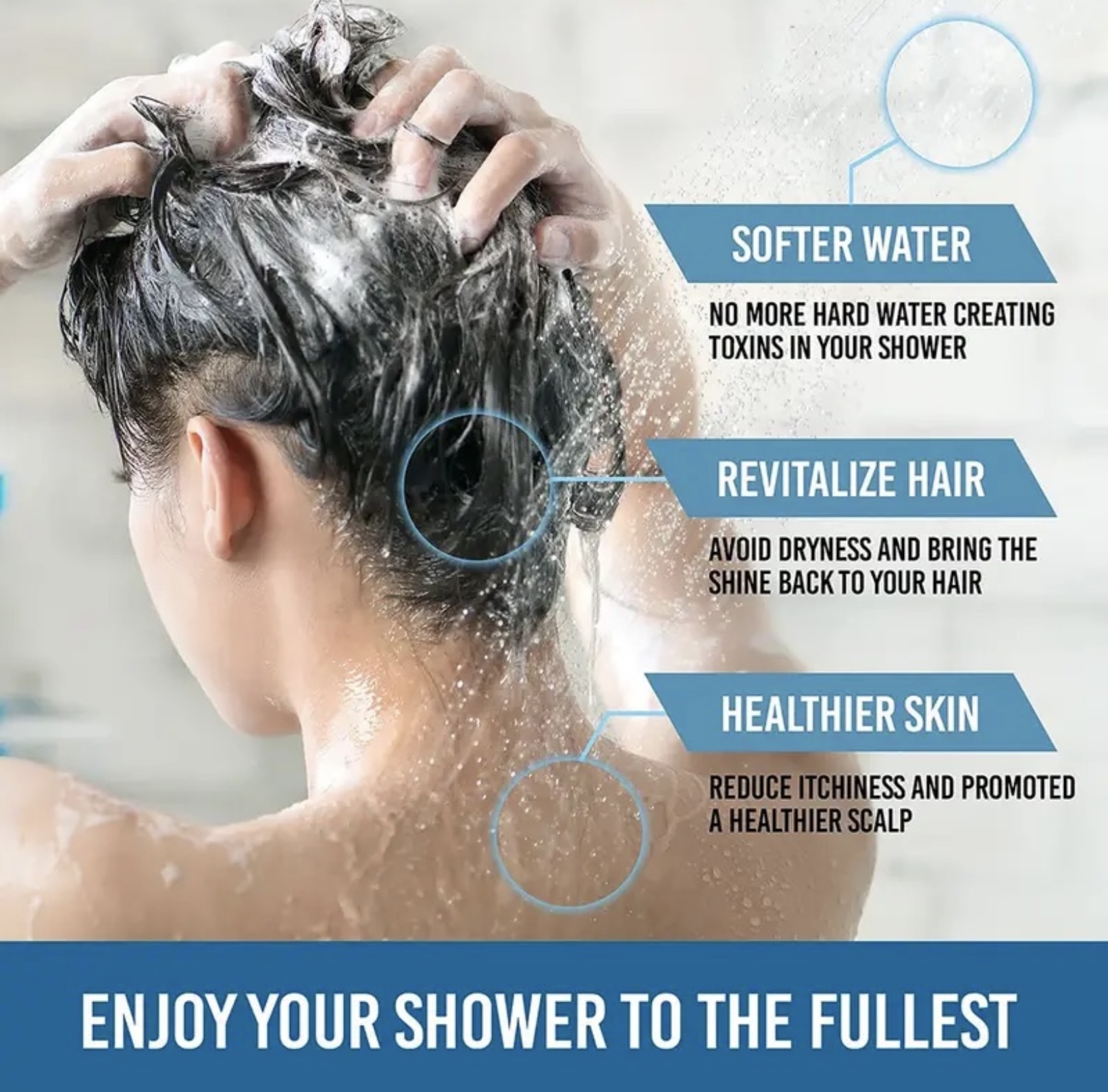 Person washing their hair in a shower